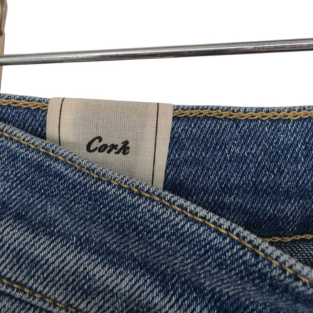 Frank & Eileen Antique Blue Cork Frayed Crop High Rise Button Fly Jeans Size 28